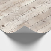 Rustieke nep crèmekleurige witte houten bruiloft cadeaupapier (Hoek)