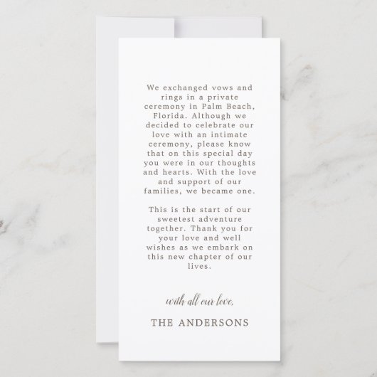 Rustieke net getrouwde bruiloft aankondiging dank  (Achterkant)