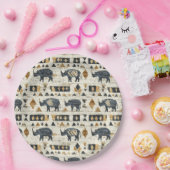 Rustieke Neushoorn Tribale Patroon (1) Papieren Bordje (Feest)