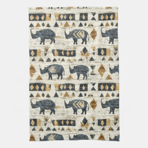 Rustieke Neushoorn Tribale Patroon (1) Theedoek