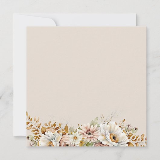 Rustieke neutraal bruine bloemrijke bruidsmeisjes kaart (Achterkant)