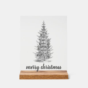  rustieke neutraal sparren vrolijke kerstboom acryl bord