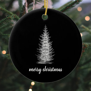  rustieke neutraal sparrenfamilie kerst keramisch ornament