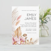 Rustieke Neutral Beige Blush Boho Wedding Kaart (Staand voorkant)