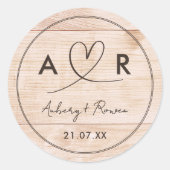 Rustieke Neutral Boho Blush Wood Look Schattige He Ronde Sticker (Voorkant)