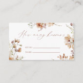 Rustieke Neutral Boho Floral Hoeveel Kisses spel Informatiekaartje (Voorkant)