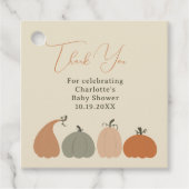 Rustieke Neutral Chic Herfst Pompoen Baby shower Bedankjes Labels (Voorkant)