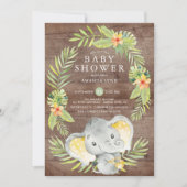 Rustieke Neutral Elephant Baby shower Invitation Kaart (Voorkant)