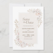 Rustieke Neutral Floral Wedding Save the Date Kaart (Voorkant)