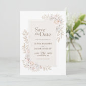 Rustieke Neutral Floral Wedding Save the Date Kaart (Staand voorkant)