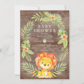 Rustieke Neutral Lion Baby shower Invitation Kaart (Voorkant)