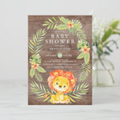Rustieke Neutral Lion Baby shower Invitation Kaart (Staand voorkant)