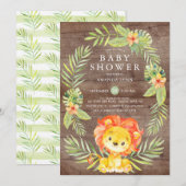 Rustieke Neutral Lion Baby shower Invitation Kaart (Voorkant / Achterkant)
