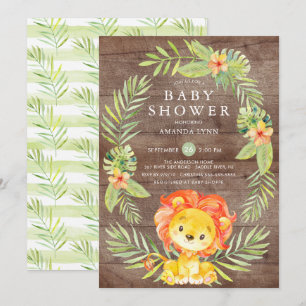 Rustieke Neutral Lion Baby shower Invitation Kaart