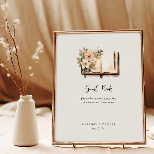 Rustieke  Neutral Wedding Guest Book Sign Poster