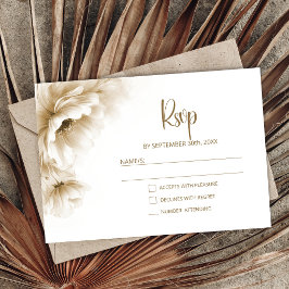 Rustieke Neutrale Bloemen Bruiloft RSVP Kaartje