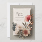 Rustieke Neutrale Bloemen Huwelijk Kaart (Voorkant)