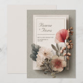 Rustieke Neutrale Bloemen Huwelijk Kaart (Voorkant / Achterkant)