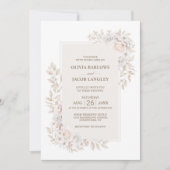 Rustieke Neutrale Bloemen Huwelijk Kaart (Voorkant)