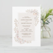 Rustieke Neutrale Bloemen Huwelijk Kaart (Staand voorkant)
