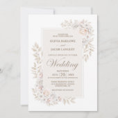 Rustieke Neutrale Bloemen Huwelijk Kaart (Voorkant)