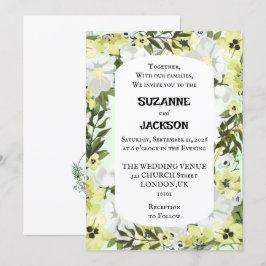 Rustieke Neutrale Bloemen Huwelijksuitnodiging Kaart