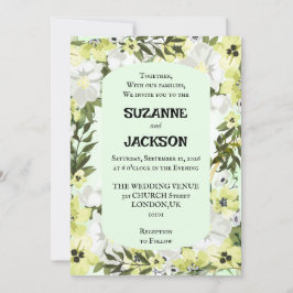 Rustieke Neutrale Bloemen Huwelijksuitnodiging Kaart