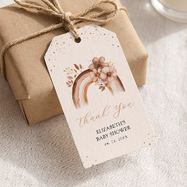 Rustieke Neutrale Boho Aquarel Regenboog Baby Show Cadeaulabel