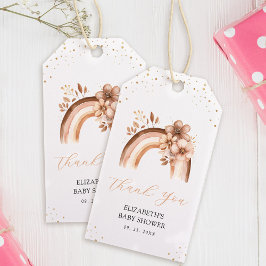 Rustieke Neutrale Boho Aquarel Regenboog Baby Show Cadeaulabel