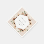 Rustieke Neutrale Boho Bloem Naam S2 - Beige Servet (Hoek)