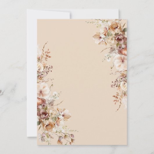 Rustieke Neutrale Boho Bloemen Bruidsthee Kaart (Achterkant)