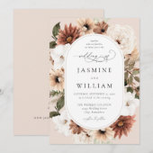 Rustieke Neutrale Boho Bloemen Huwelijk S2 - Beige Kaart (Voorkant / Achterkant)