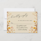 Rustieke Neutrale Boho Bloemen Wildflower Hout Loo RSVP Kaartje (Voorkant)