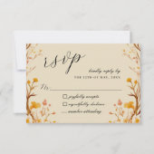 Rustieke Neutrale Boho Bloemen Wildflower Hout Loo RSVP Kaartje (Voorkant)