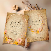 Rustieke Neutrale Boho Bloemen Wildflower Hout Loo Save The Date