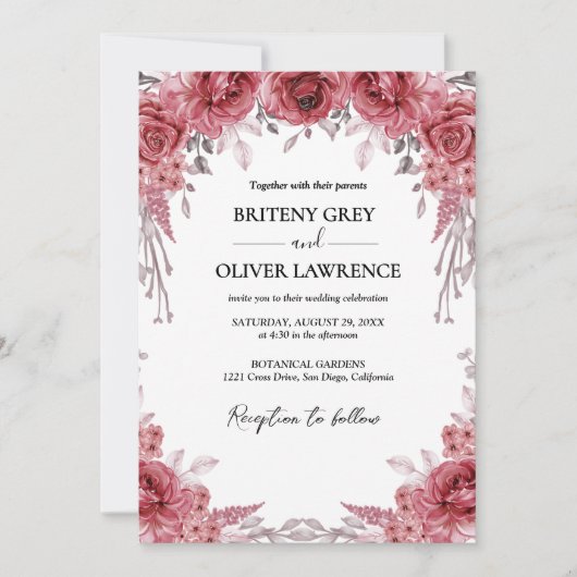 Rustieke Neutrale Boho Bloemige Bruiloft Kaart (Voorkant)