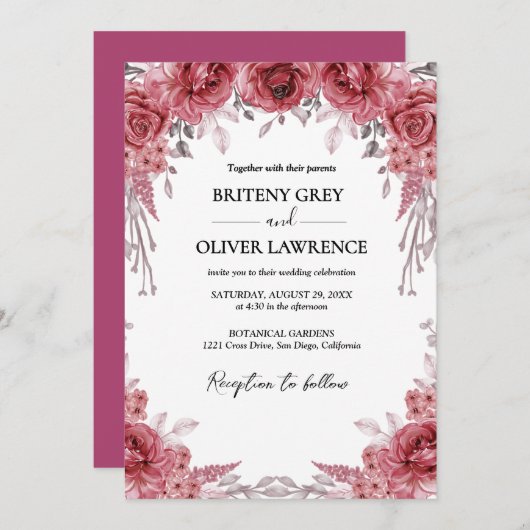 Rustieke Neutrale Boho Bloemige Bruiloft Kaart (Voorkant / Achterkant)