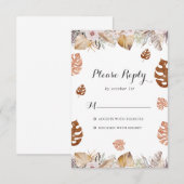 Rustieke Neutrale Boho Bruiloft RSVP Kaartje (Voorkant / Achterkant)