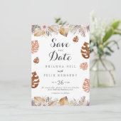 Rustieke Neutrale Boho Bruiloft Save The Date (Staand voorkant)