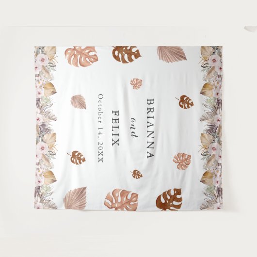 Rustieke Neutrale Boho Bruiloft Wandkleed (Voorkant (horizontaal))