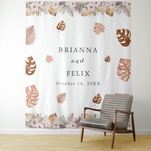 Rustieke Neutrale Boho Bruiloft Wandkleed (In situ)