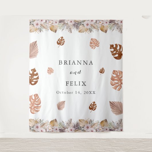 Rustieke Neutrale Boho Bruiloft Wandkleed (Voorkant)