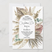 Rustieke Neutrale Boho Floral bruiloft uitnodiging (Voorkant)