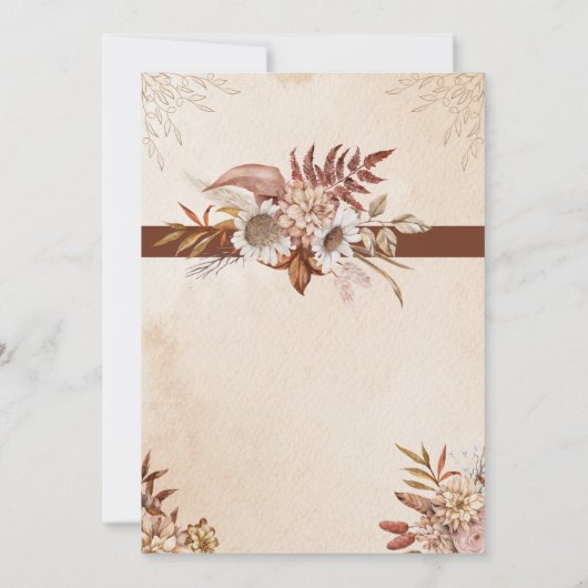 Rustieke Neutrale Boho Floral bruiloft uitnodiging (Achterkant)