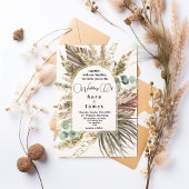 Rustieke Neutrale Boho Floral bruiloft uitnodiging