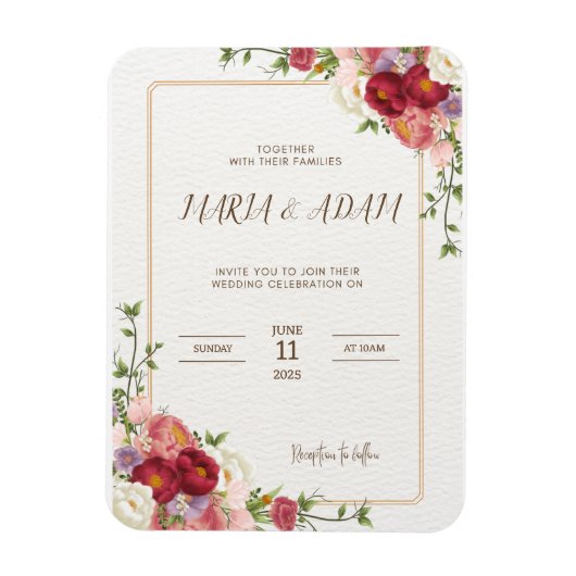 Rustieke Neutrale Boho Floral bruiloft uitnodiging Magneet (Verticaal)