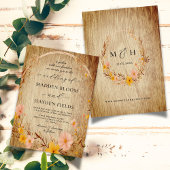 Rustieke Neutrale Boho Floral Wildflower Hout Huwe Kaart