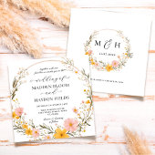 Rustieke Neutrale Boho Floral Wildflower Wedding Kaart