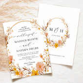 Rustieke Neutrale Boho Floral Wildflower Wedding Kaart