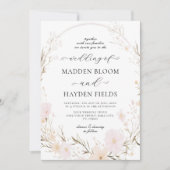 Rustieke Neutrale Boho Floral Wildflower Wedding Kaart (Voorkant)